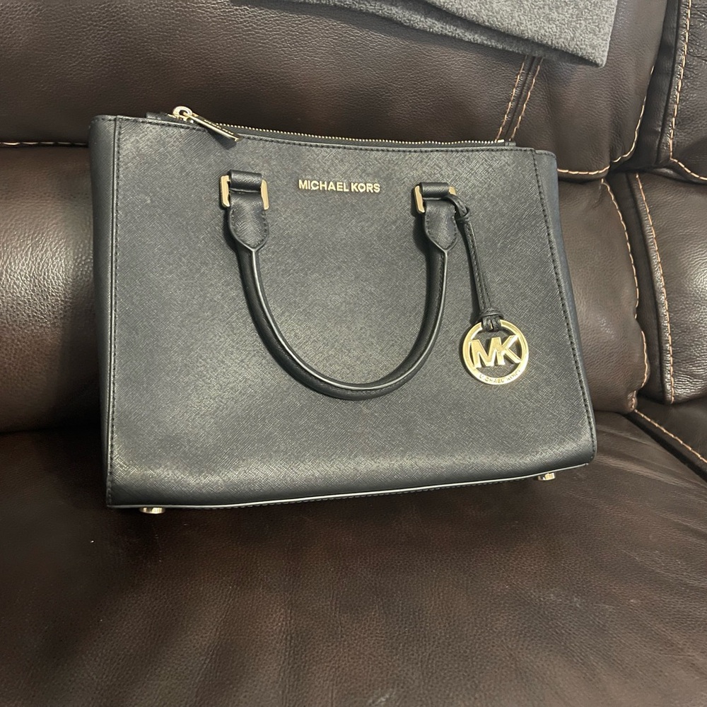 Michael Kors Black Satchel with Gold Accents